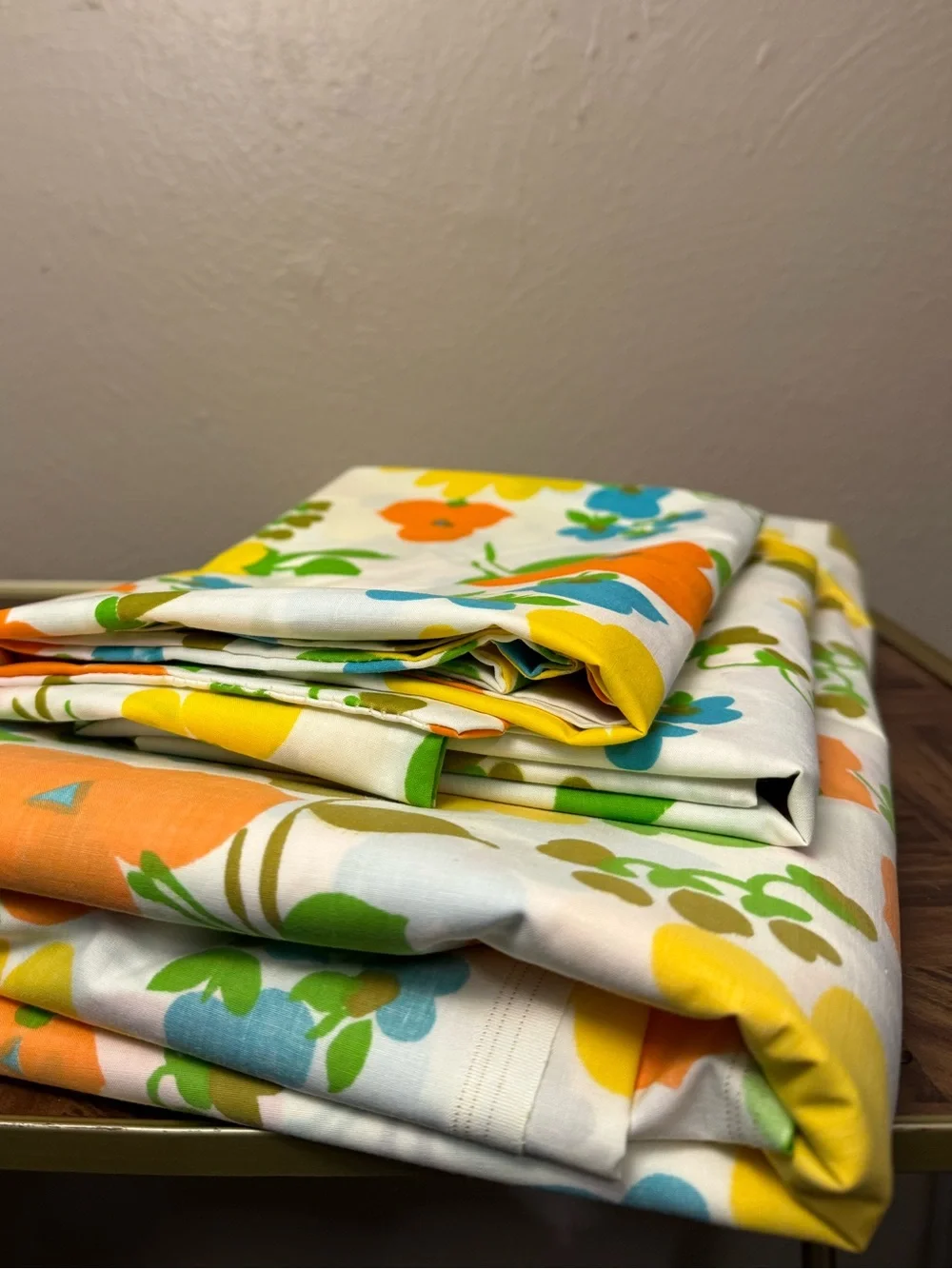 Vintage 1970’s JCPenney Fashion Manor Flower Power King Flat Sheet Pillow Cases